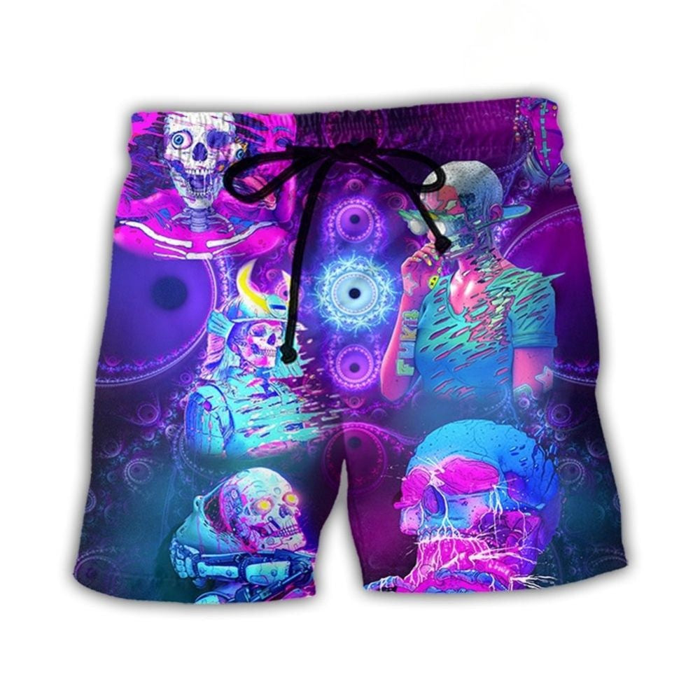 Skull Psychic Face Future Purple Beach Shorts For Tropical Getaways And Weekend Adventures