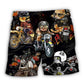 Motorcycle Cats Lover Beach Shorts Artwork View For Seaside Trips And Casual Style