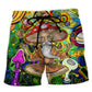 Hippie Mushroom Witch Colorful Beach Shorts Design View For Summer Events And Coastal Getaways