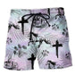 Coffee Jesus Dog Horse Tropical Beach Shorts Pattern View For Vacation Travel And Outdoor Fun