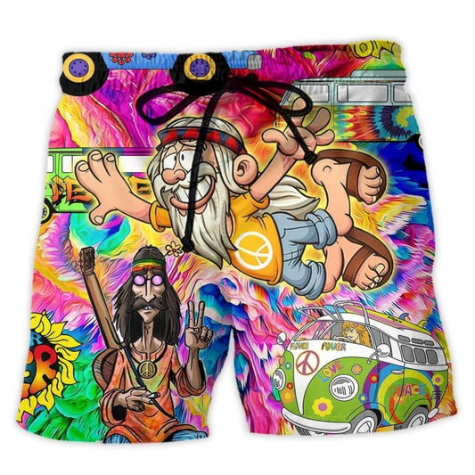 Hippie Vintage Not Old Beach Shorts Design View For Poolside Relaxation And Holiday Trips