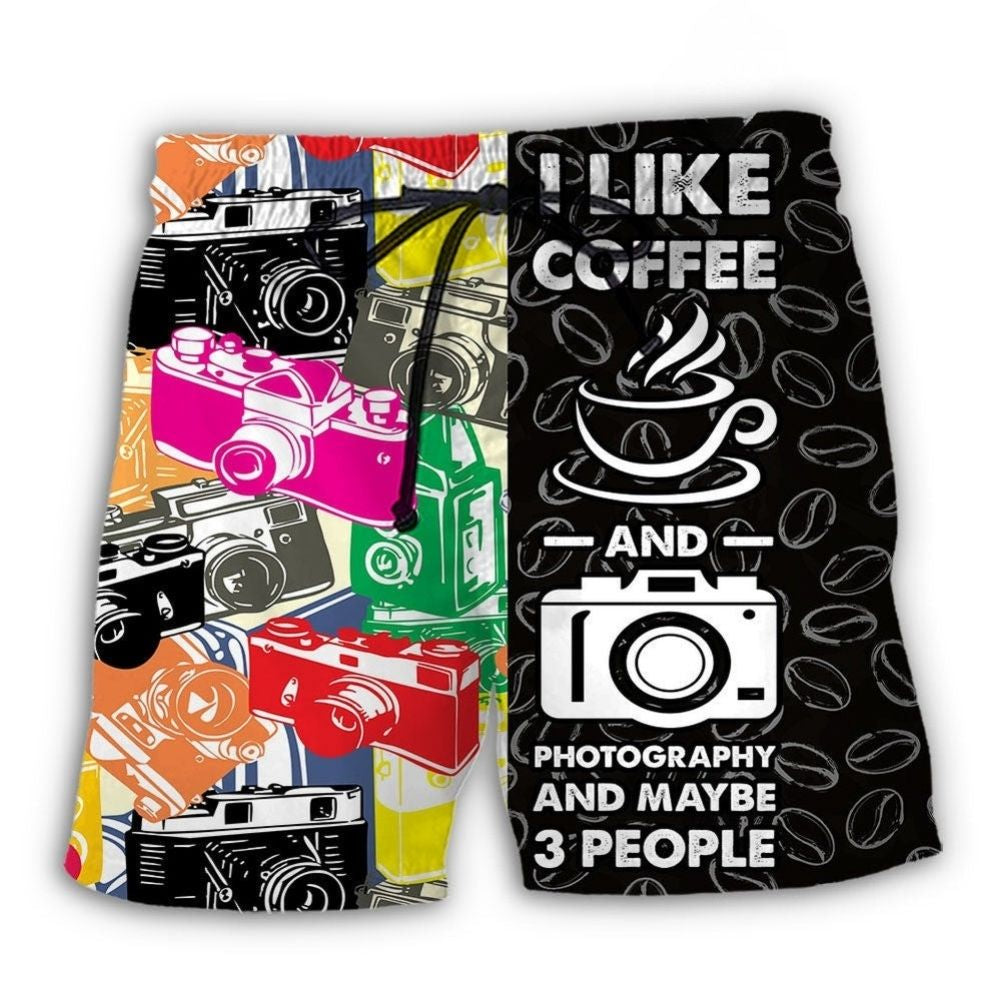 Coffee Photography Lover Beach Shorts Design Detail For Weekend Getaways And Beach Days