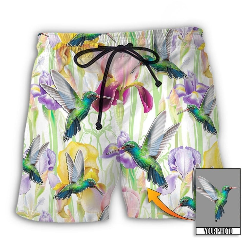 Hummingbird Flower Art Personalized Photo Beach Shorts For Outdoor Adventures And Thoughtful Seasonal Gifts