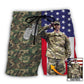Military Tropical Flag Personalized Photo Beach Shorts Pattern Detail For Relaxed Warm Weather Outfits