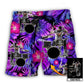 Drum Purple Tropical Leaf Personalized Photo Beach Shorts Artwork Detail For Comfortable Everyday Summer Wear