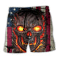 Skull Burning Angry USA Flag Vintage Beach Shorts Design Detail For Weekend Getaways And Beach Days
