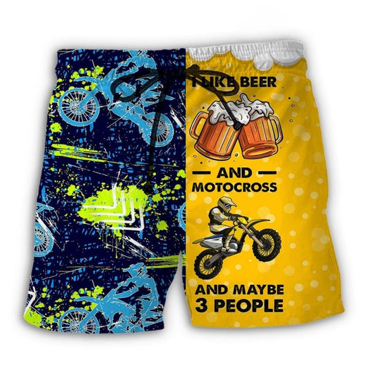 Beer Motocross Fun Beach Shorts Design Detail For Casual Warm Weather Outfits