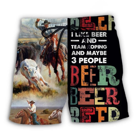 Horse Team Roping Beer Lover Beach Shorts For Coastal Adventures And Relaxed Summer Wear