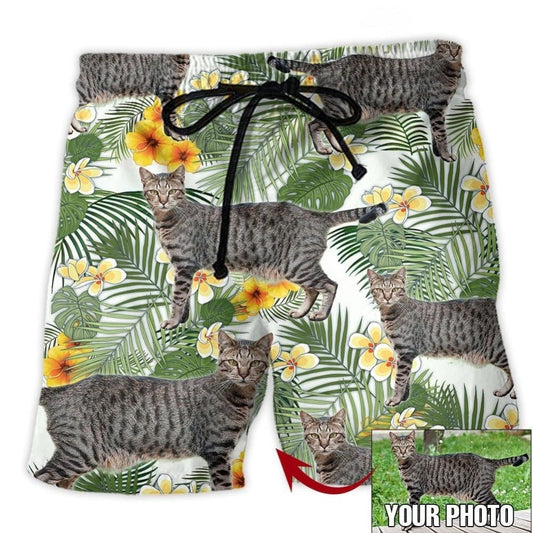 Cat Lover Various Style Personalized Photo Beach Shorts For Summer Vacation And Coastal Travel