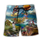 Cycling And Basketball Mountain Painting Lover Beach Shorts Design View For Comfortable Resort And Beach Styling