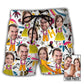 Face Aloha Couple Personalized Photo Beach Shorts Pattern Detail For Sunny Outdoor Activities