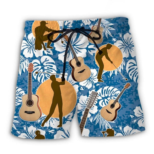 Guitar Golf Lover Beach Shorts Design View For Comfortable Resort And Beach Styling