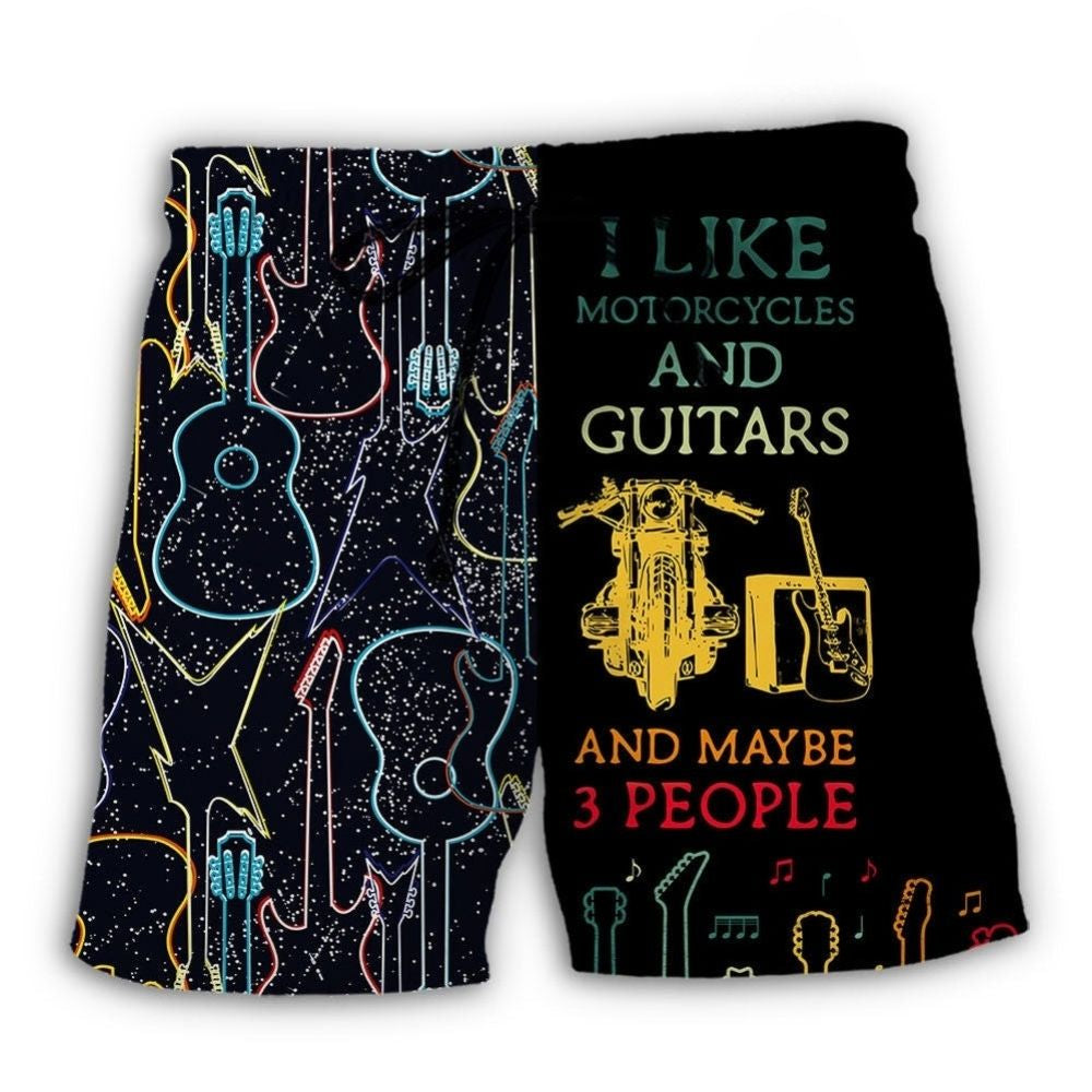 Guitar Motorcycle Music Lover Beach Shorts Design View For Summer Events And Coastal Getaways