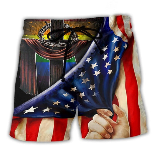 LGBT Flag Cross Independence Day Lighting Beach Shorts For Beach Trips And Relaxed Vacation Styling
