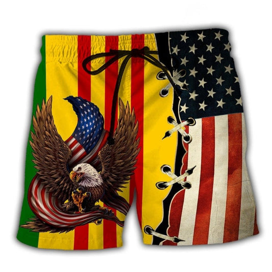 Vietnam Veteran Eagle Proud Tribute Beach Shorts Design View For Poolside Relaxation And Holiday Trips