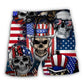 Skull USA Flag Independence Day Beach Shorts Artwork Detail For Tropical Travel And Everyday Wear