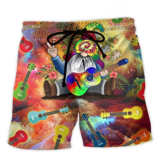 Hippie Ukulele Peaceful Music Beach Shorts For Beach Trips And Relaxed Vacation Styling