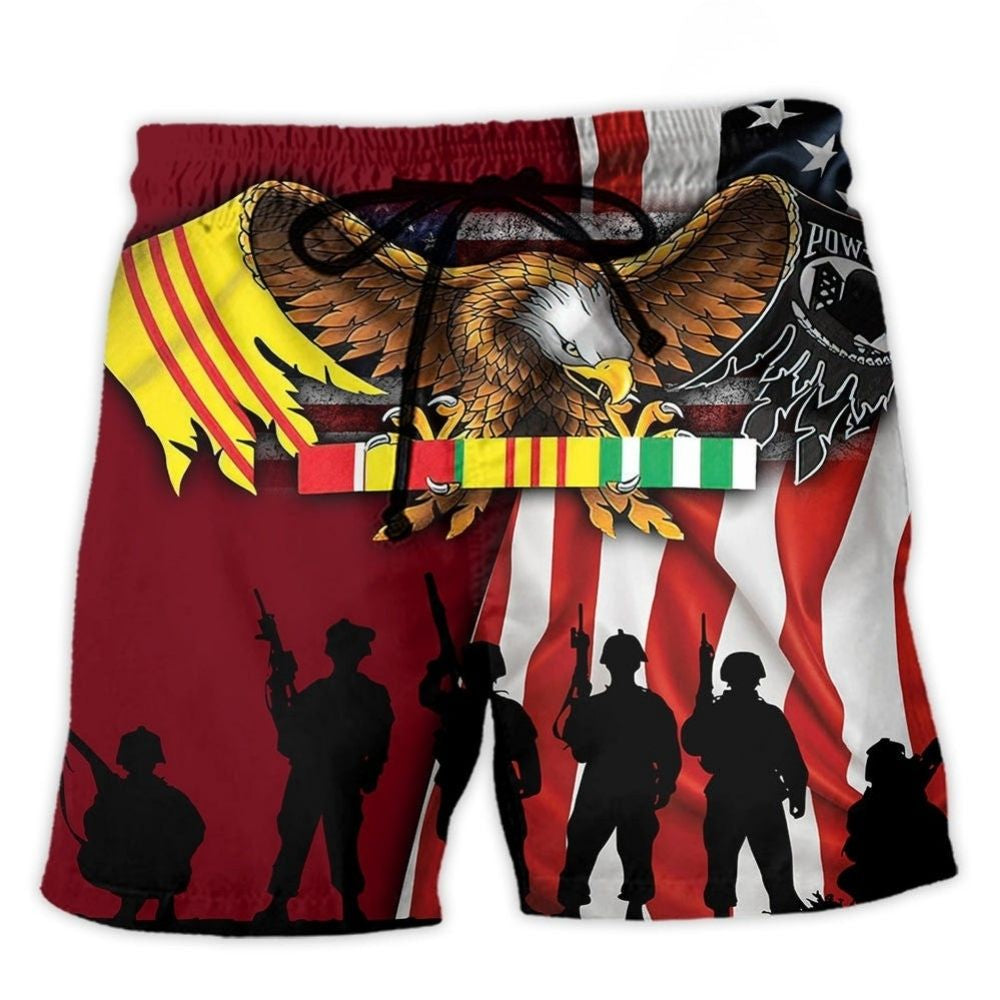 Vietnam Veteran Pride Beach Shorts Pattern View For Resort Days And Outdoor Activities