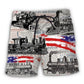 Retro Train USA Flag Independence Day Beach Shorts Print View For Coastal Escapes And Casual Outings