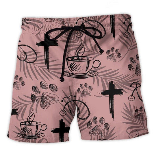 Coffee Jesus Dog Health Beach Shorts For Sunny Holidays And Comfortable Daily Styling