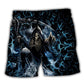 Grumpy Old Man Skull Beach Shorts Artwork Detail For Comfortable Everyday Summer Wear