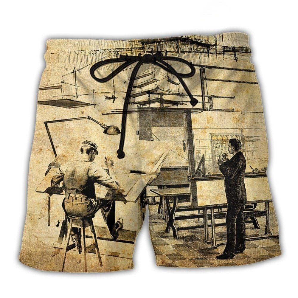 Architect A Day In Life Beach Shorts Design Detail For Casual Warm Weather Outfits