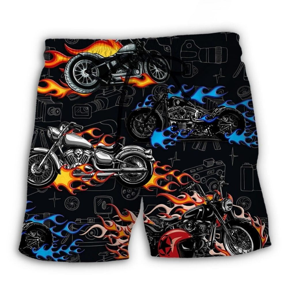 Motorcycle Photography Lover Beach Shorts Design View For Poolside Relaxation And Holiday Trips