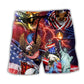 USA Independence Day Eagle Lightning Beach Shorts Print Detail For Beach Activities And Vacation Wear