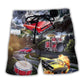 Muscle Car Drum Racing Music Lover Beach Shorts Artwork Detail For Comfortable Everyday Summer Wear