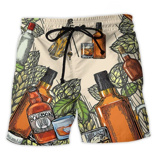 Golf And Bourbon Lover Beach Shorts Design Detail For Weekend Getaways And Beach Days