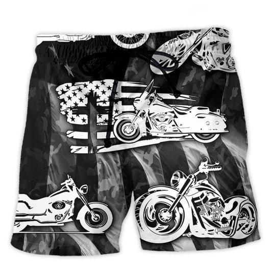 Motorcycle Simple Life Lover Beach Shorts Design Detail For Weekend Getaways And Beach Days