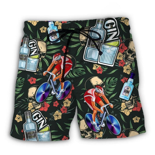 Wine Gin Cycling Lover Beach Shorts Graphic Detail For Resort Trips And Casual Outings