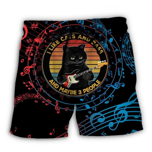 Guitar Cats And Bass Music Beach Shorts Print View For Coastal Escapes And Casual Outings