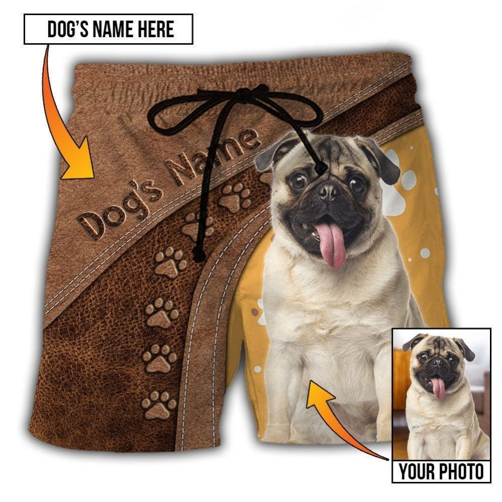 Dog Paw Lovely Dog Personalized Photo Beach Shorts Print View For Coastal Escapes And Casual Outings