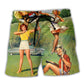 Archery Tournaments Pinup Girls Cool Beach Shorts Pattern View For Resort Days And Outdoor Activities