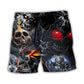 Skull Dark Cool Beach Shorts Print Detail For Beach Activities And Vacation Wear