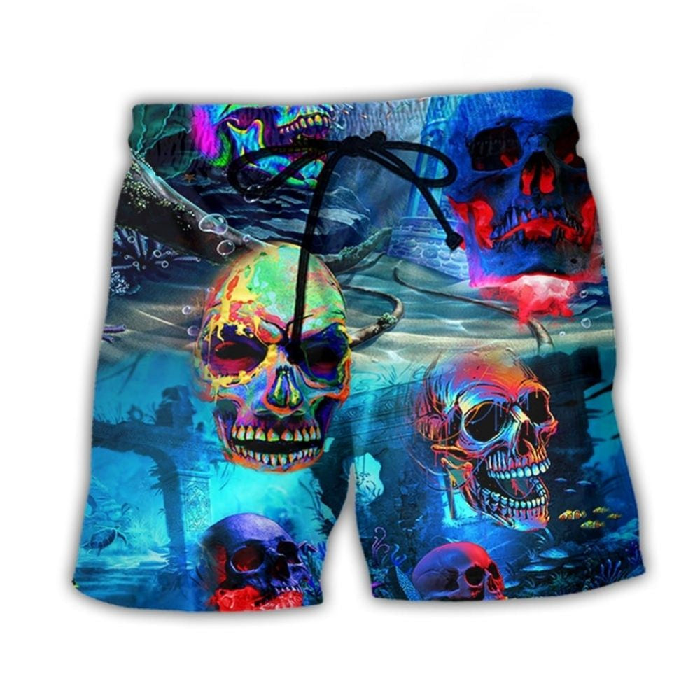 Skull Deep In The Ocean Beach Shorts Print View For Coastal Escapes And Casual Outings