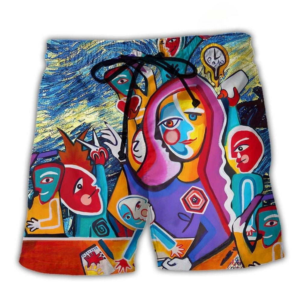 Art Teacher Starry Night Beach Shorts For Resort Travel And Thoughtful Summer Gifting