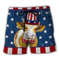 Cow Independence Day Funny Beach Shorts Artwork Detail For Comfortable Everyday Summer Wear