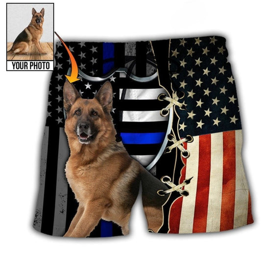 German Shepherd Personalized Photo Beach Shorts For Coastal Adventures And Relaxed Summer Wear