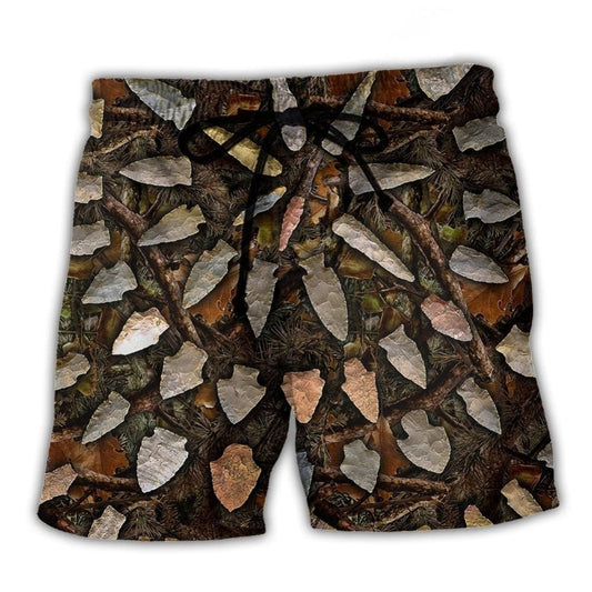 Hunting Arrowhead Camo Pattern Beach Shorts Pattern View For Coastal Holidays And Casual Activities