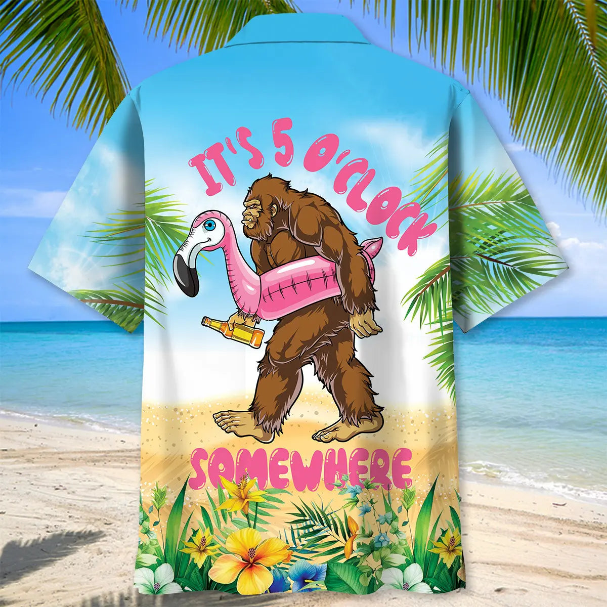 Tropical Relaxation Bigfoot Hawaiian Shirt For Weekend Escape, Outdoor Event, And Seasonal Wardrobe