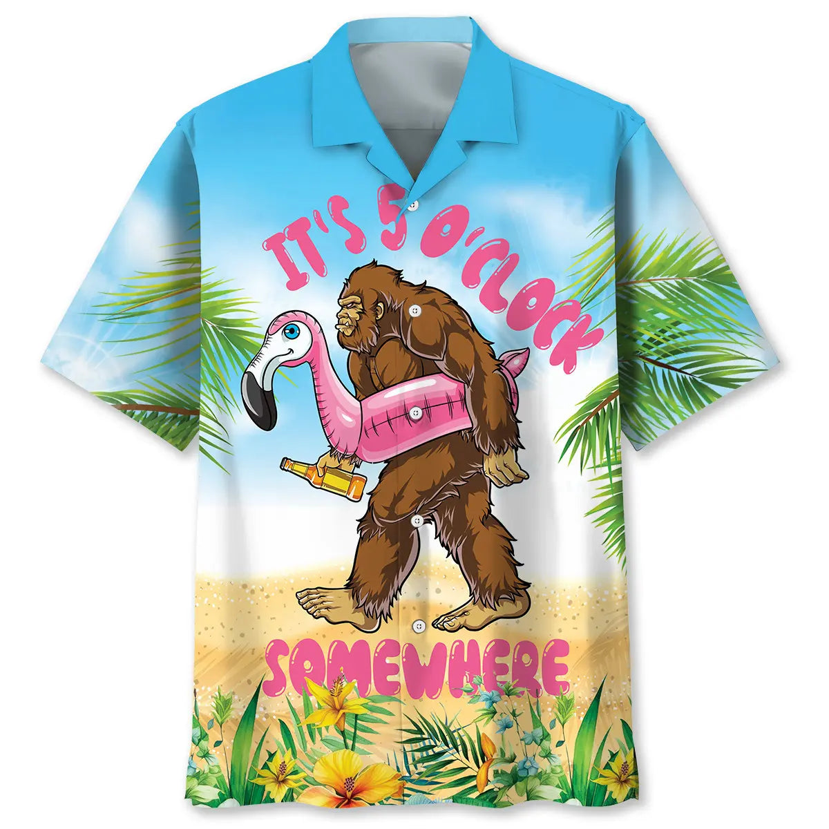 Tropical Relaxation Bigfoot Hawaiian Shirt For Beach Party And Relaxed Resort Style
