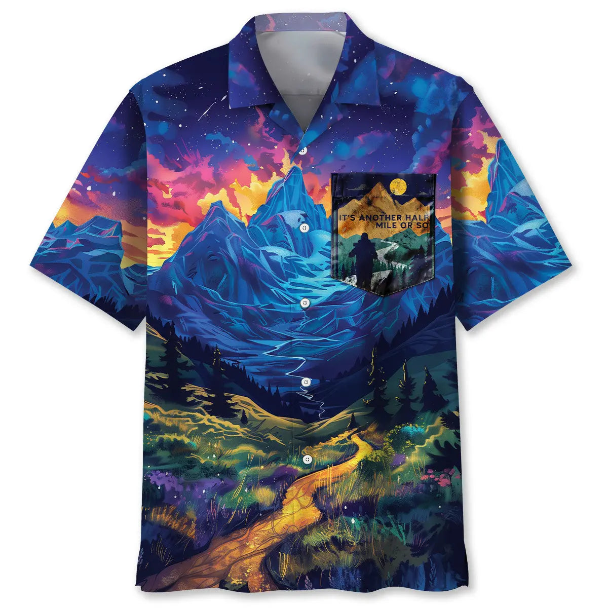 Hiking Trail Humor Pocket Hawaiian Shirt For Summer Road Trip And Outdoor Comfort