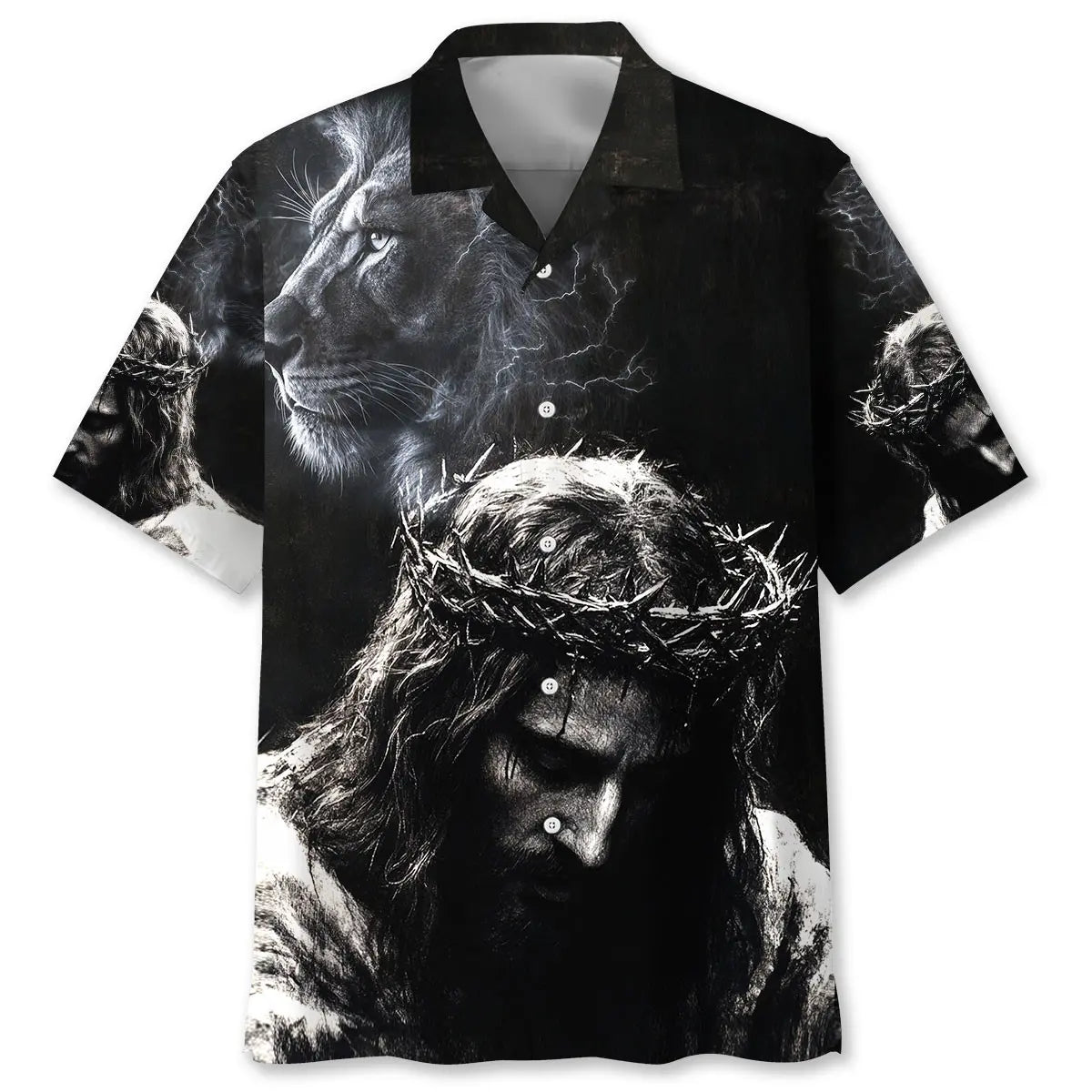 Hawaiian Shirt / Adults / S Jesus And Lion Art Hawaiian Shirt