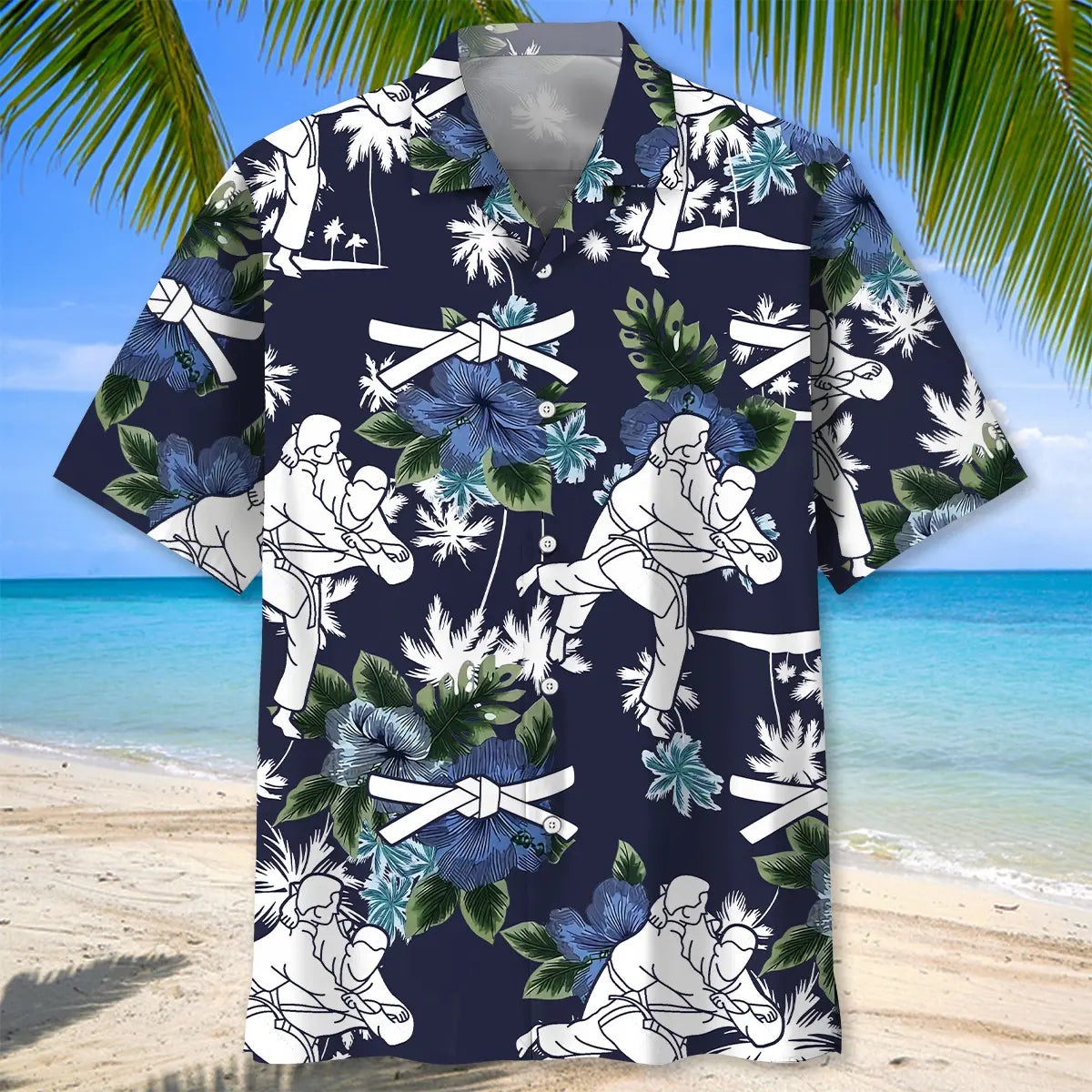 Judo Blue Nature Hawaiian Shirt For Coastal Festival And Beachside Style