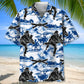Judo Blue Nature Hawaiian Shirt For Summer Vacation, Beach Travel, And Casual Wear