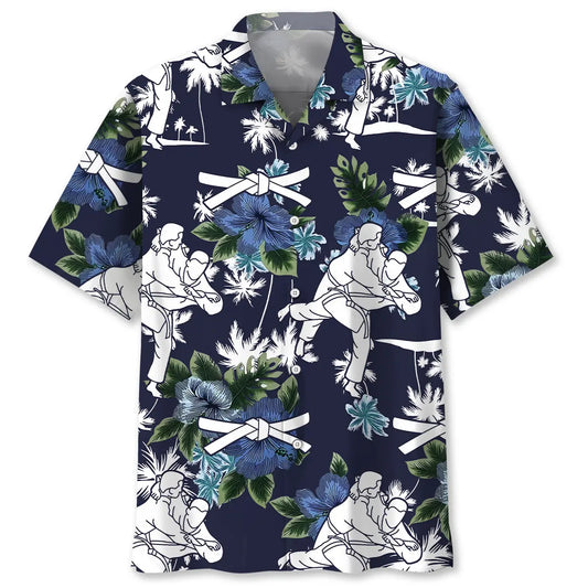 Judo Blue Nature Hawaiian Shirt For Cruise Journey, Resort Escape, And Summer Event Style