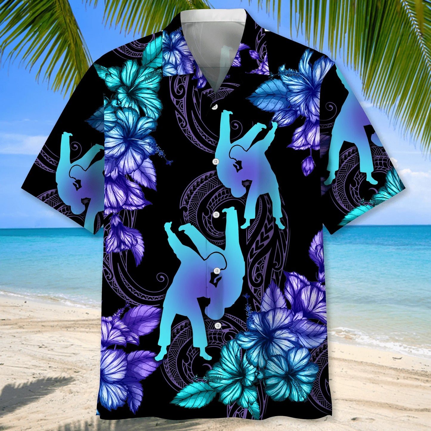 Tropical Judo Hawaiian Shirt For Summer Vacation, Beach Travel, And Casual Wear