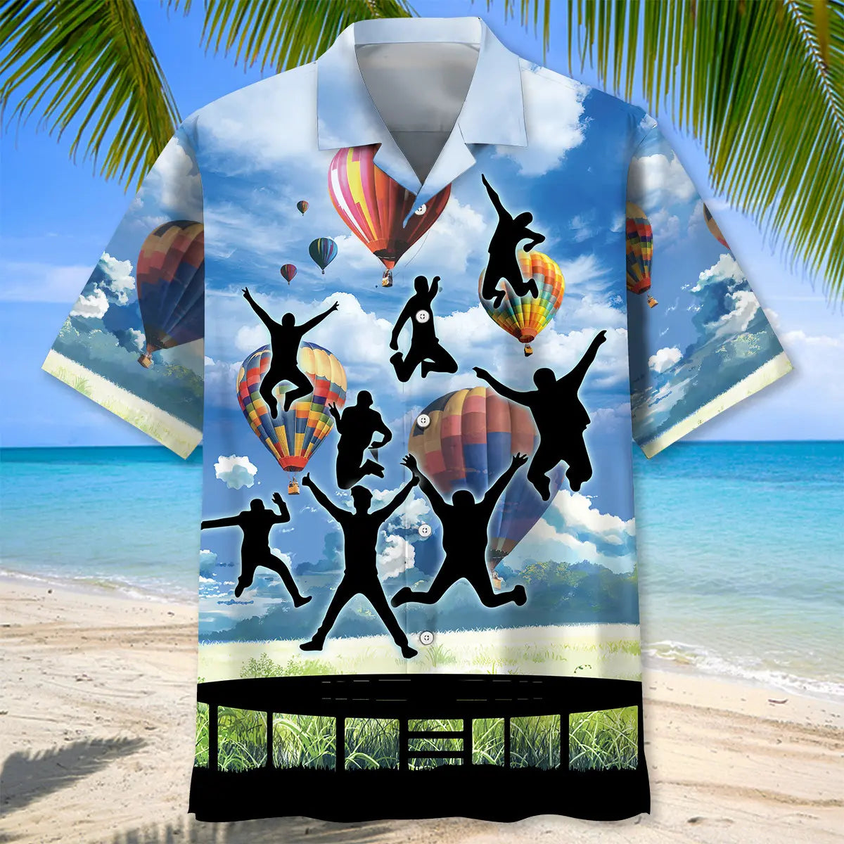Jumping Trampoline Hawaiian Shirt For Tropical Holidays, Outdoor Gatherings, And Everyday Comfort